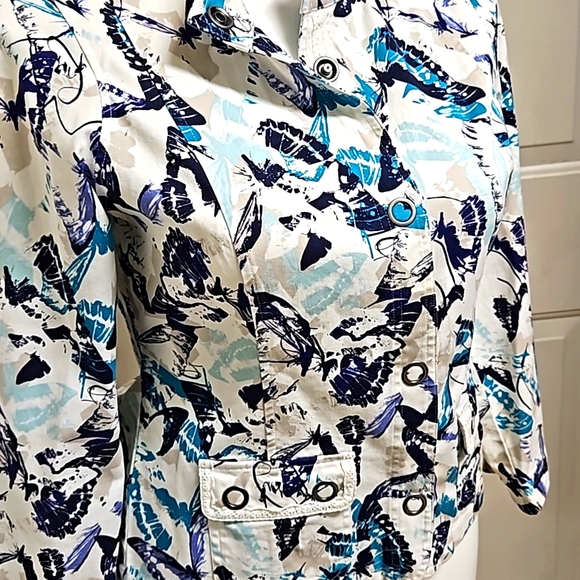 Petite Christopher & Banks Butterfly Print Jacket Blazer - Picture 3 of 7